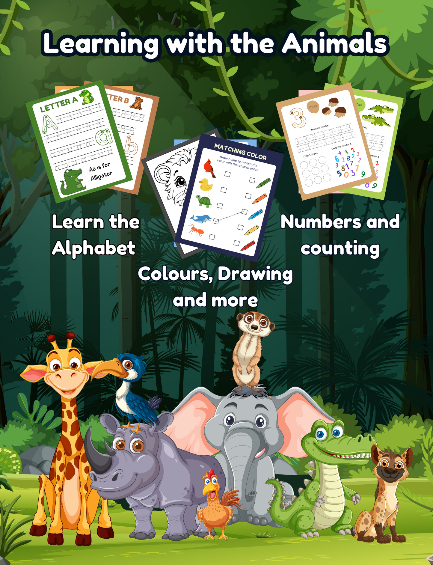Learn with the Animals - Kids Workbook