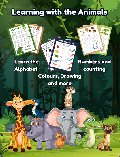 Learn with the Animals - Kids Workbook